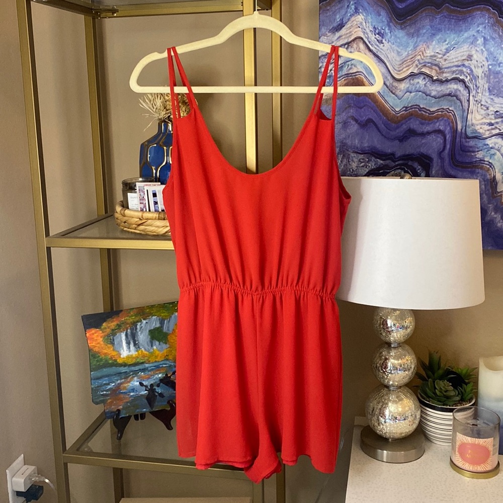 Medium red Naked Zebra lined romper